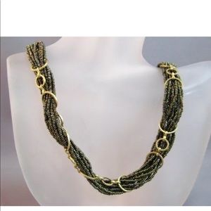 Multi strands bronze color beads necklace